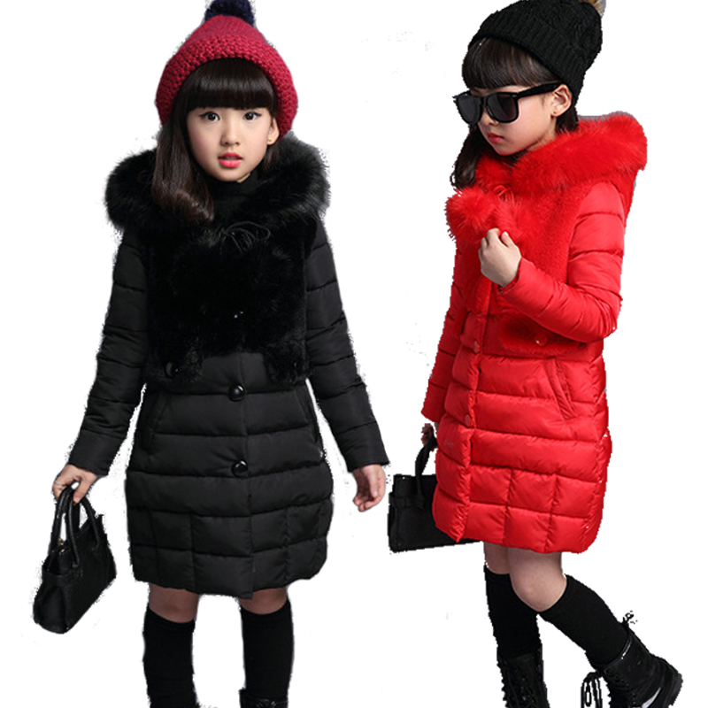 new winter girl's cotton padded jacket thickened medium length jacket children's Baby Plush hooded Plush jacket 201125