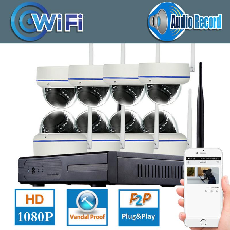 1080P 8CH Wireless NVR CCTV System wifi Sound recording IR Outdoor Dome P2P IP Camera Waterproof Security Video Surveillance Kit
1080P 8CH Wireless NVR CCTV System wifi Sound recording IR Outdoor Dome P2P IP Camera Waterproof Security Video Surveillance Kit