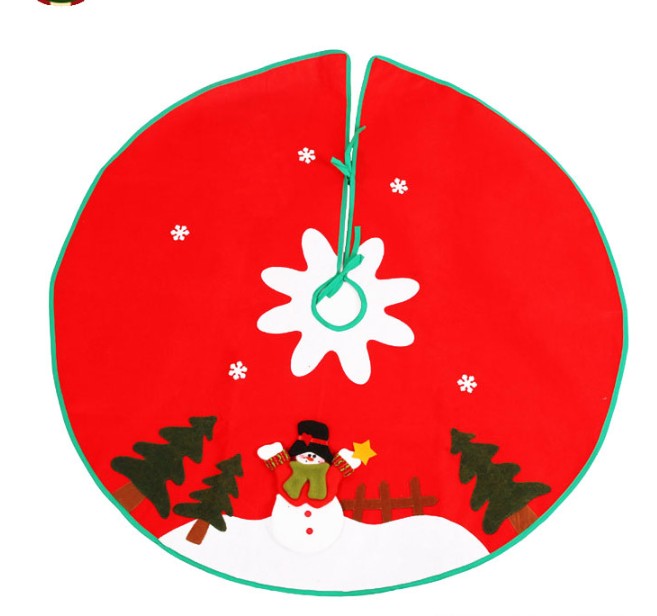 90cm Stitched Santa Christmas Snowflake Skirt Small Red Nov-woven Tree Skirt New Year 2020 Christmas Decoration for Home