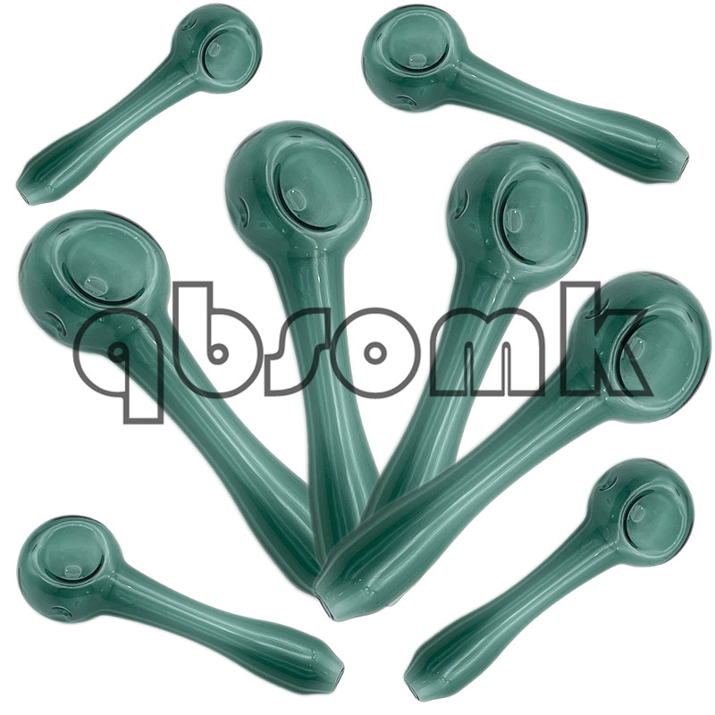 QBsomk Wholesales 4 Inch Smoking Hookah Tobacco Spoon Pipe Colored Mini Glass Small Hand Pipes
