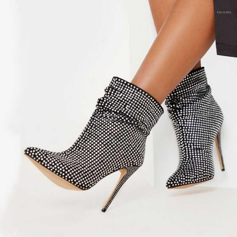 Sexy Crystal High Heel Ankle Boots Black Leather Pointed Toe Women Dress Shoes Thin Heels Pleated Ridding Boots1, As picture
Sexy Crystal High Heel Ankle Boots Black Leather Pointed Toe Women Dress Shoes Thin Heels Pleated Ridding Boots1, As picture
