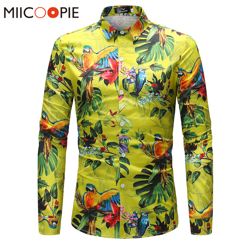 Mens Shirt Brand Clothing Parrot Printing Beach Leisure Fashion Long Sleeve Casual Shirt Male Camisa Masculina Hawaii 4 Y0104, White;black
Mens Shirt Brand Clothing Parrot Printing Beach Leisure Fashion Long Sleeve Casual Shirt Male Camisa Masculina Hawaii 4 Y0104, White;black