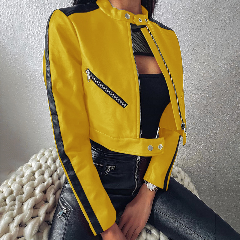 Umeko Autumn Zipper Motorcycle Jacket Women Short Faux Soft Leather Jacket Black Red Leather Jacket Ladies Basic Street Coat LJ201127