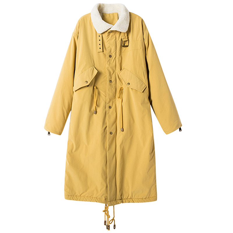 Winter Jacket Women Casual Long Parka Coat Thick Cotton Coat Solid Color Warm Loose Jackets Parkas 201128