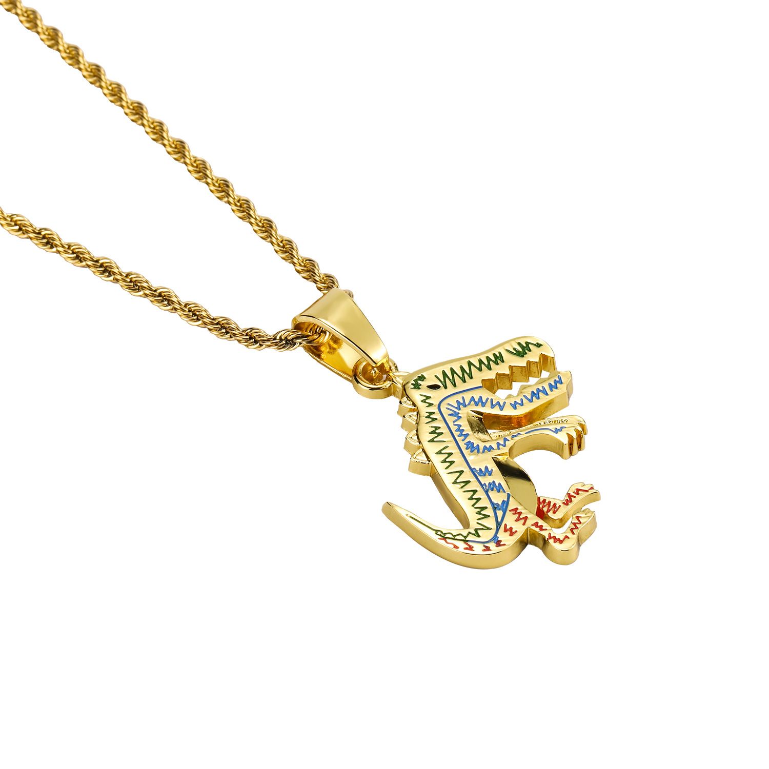 Dinosaur Necklace hiphop Gold Silver Color Pendant Fashion Punk Gothic Jewelry Men Women Wholesale Golden Jewelry Dropshipping