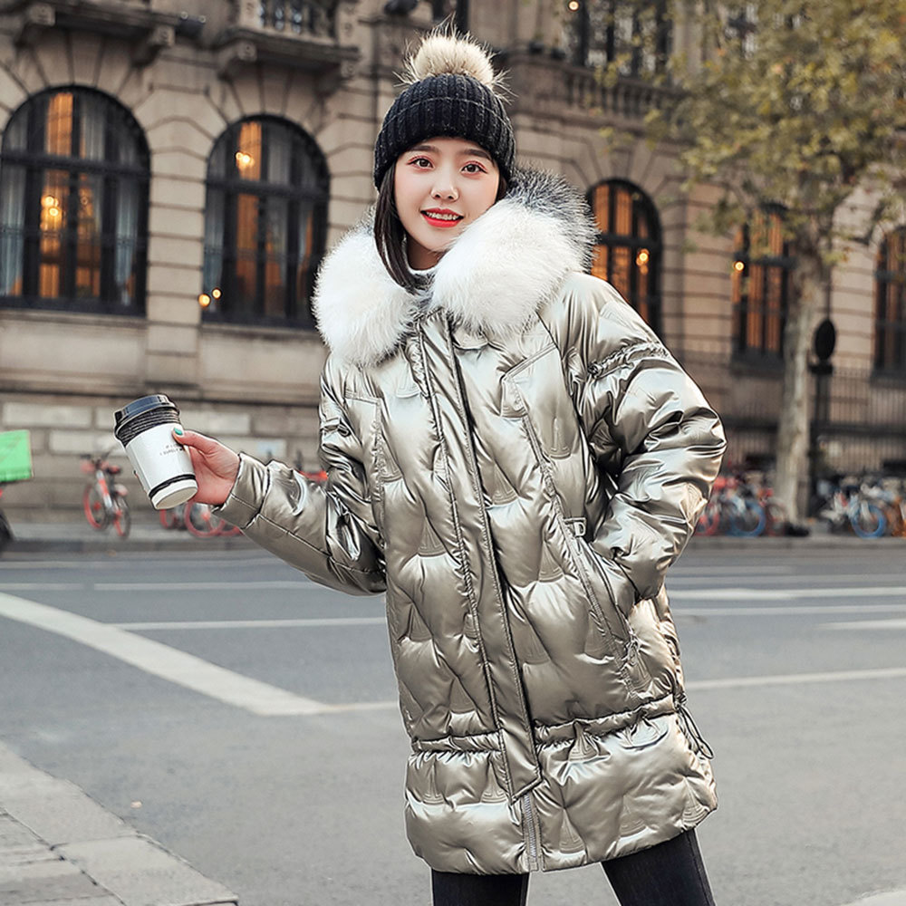 PinkyIsBlack Fashion Winter Coat Jacket Women's Hooded Warm Parkas High Quality Glossy Female Long Winter Collection Jacket 201217
