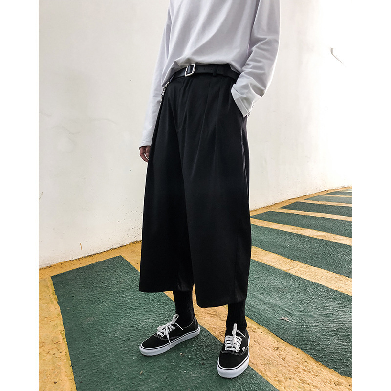 UNCLEDONJM Mens Summer Trousers CalfLength Pants Loose fit Waist Straight Breathable Solid Casual Trousers For men XK001 201110
