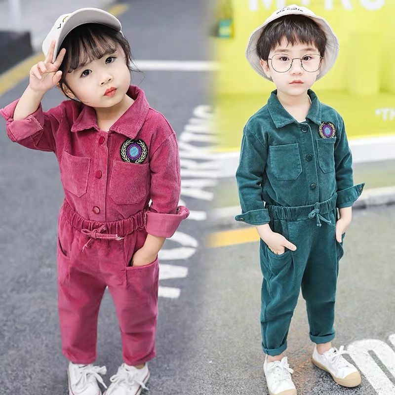 Spring Autumn Boys Girls Cardigan Clothing Set Children Corduroy Jackets Pants 2pcs Outfit Kids Casual Outdoor Clothes SetX1019
