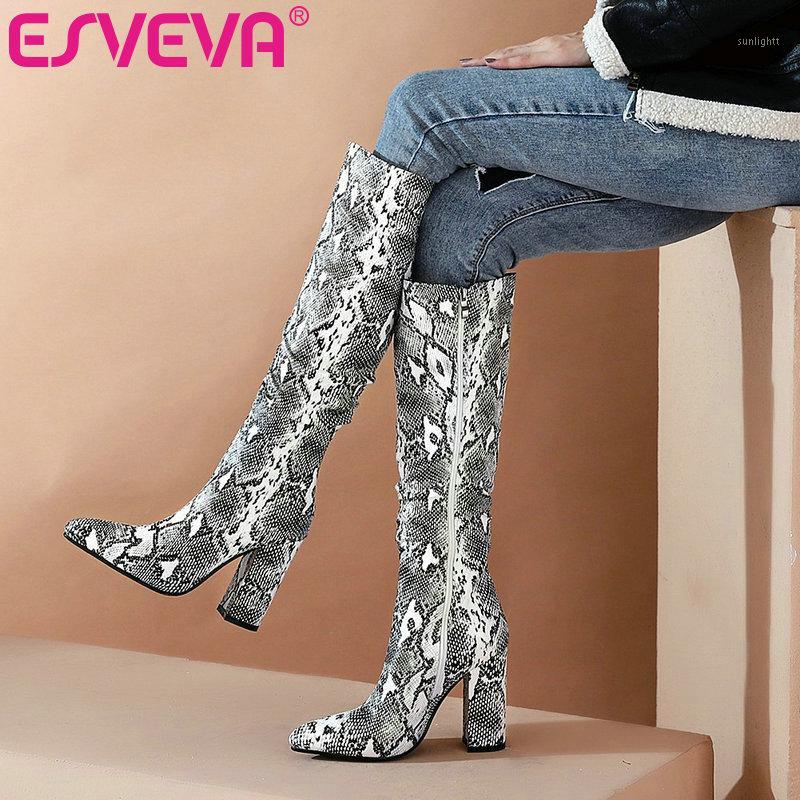 ESVEVA 2021 Elegant Square High Heel PU Leather Knee High Boots Women Boots Shoes Round Toe Snakeskin Zipper Size 34-431, Brown
ESVEVA 2021 Elegant Square High Heel PU Leather Knee High Boots Women Boots Shoes Round Toe Snakeskin Zipper Size 34-431, Brown