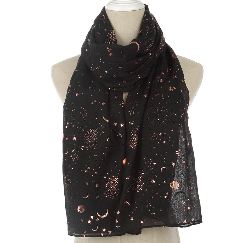 New Fashion Thin Scarfs Ladies Stole Black Navy Star Moon Foil Gold Scarf Shawl For Womens Wrap Hijab dropshipping
New Fashion Thin Scarfs Ladies Stole Black Navy Star Moon Foil Gold Scarf Shawl For Womens Wrap Hijab dropshipping