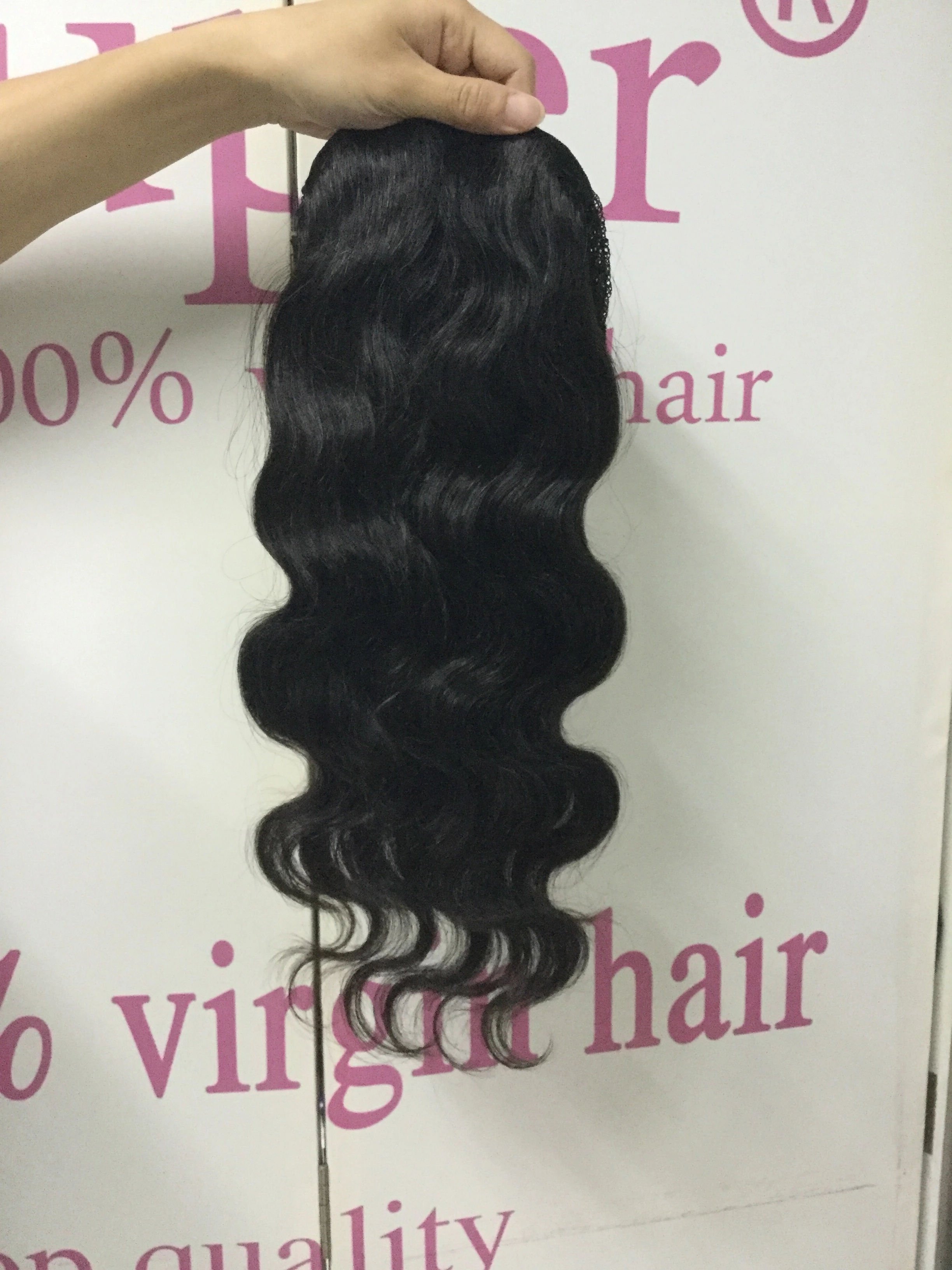 Perfect high ponytail body wave human hairpiece wraps around loose wavy pony tail for any occasion puff bun updo clip in hair extension 120g