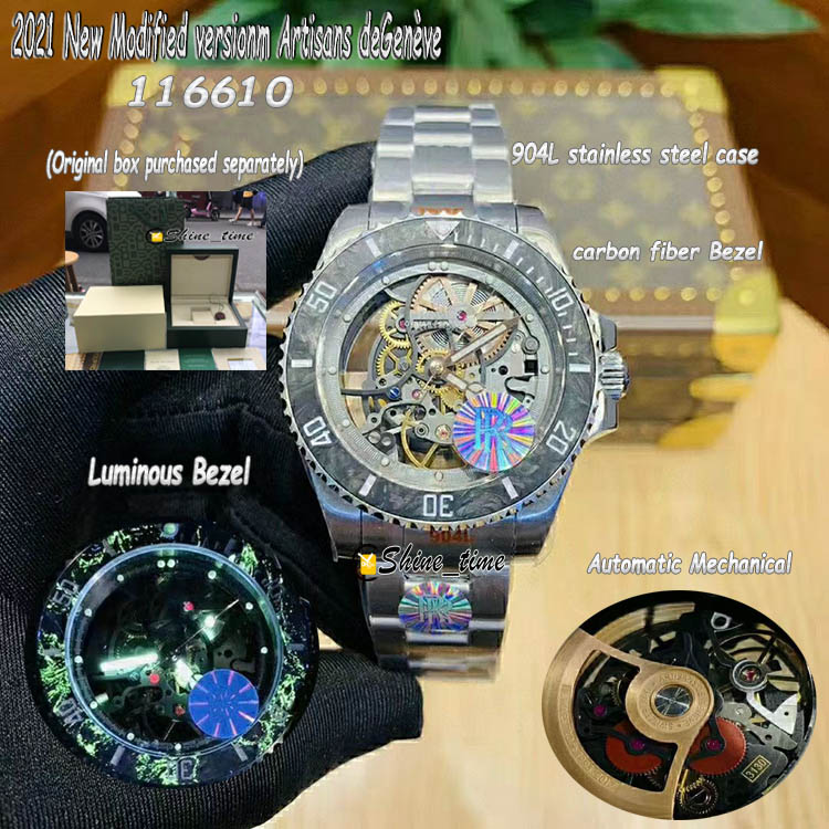 2021 New 40mm Refit Top versionm 116610 skeleton Dial Carbon Fiber Luminous Bezel 904L Stainless steel Case Automatic Mechanical Mens Watch, Original box
2021 New 40mm Refit Top versionm 116610 skeleton Dial Carbon Fiber Luminous Bezel 904L Stainless steel Case Automatic Mechanical Mens Watch, Original box