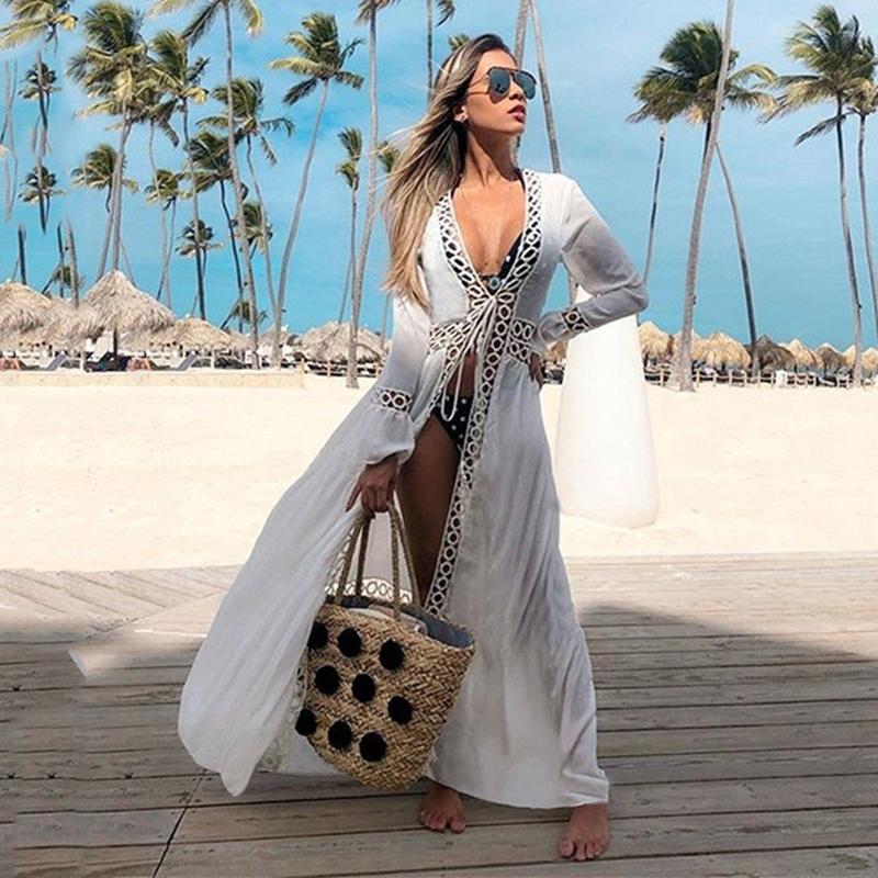 2020 Women Swimsuit Bikini Cover Up Long Sleeve Kaftan Tunic Beach Dress RobeSolid White Pareo Women Blouse Cardigan Cover Up
2020 Women Swimsuit Bikini Cover Up Long Sleeve Kaftan Tunic Beach Dress RobeSolid White Pareo Women Blouse Cardigan Cover Up