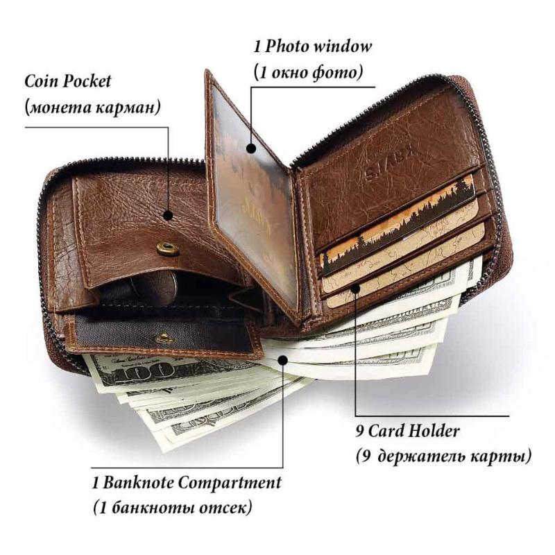 Genuine cowhide men's short inside and outside leather zipper crazy horse leather wallet retro multifunctional wallet, Khaki
Genuine cowhide men's short inside and outside leather zipper crazy horse leather wallet retro multifunctional wallet, Khaki
