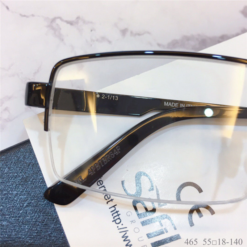 Classic men simple business style optical glasses square design metal half frame transparent lens popular generous transparent glasses 465