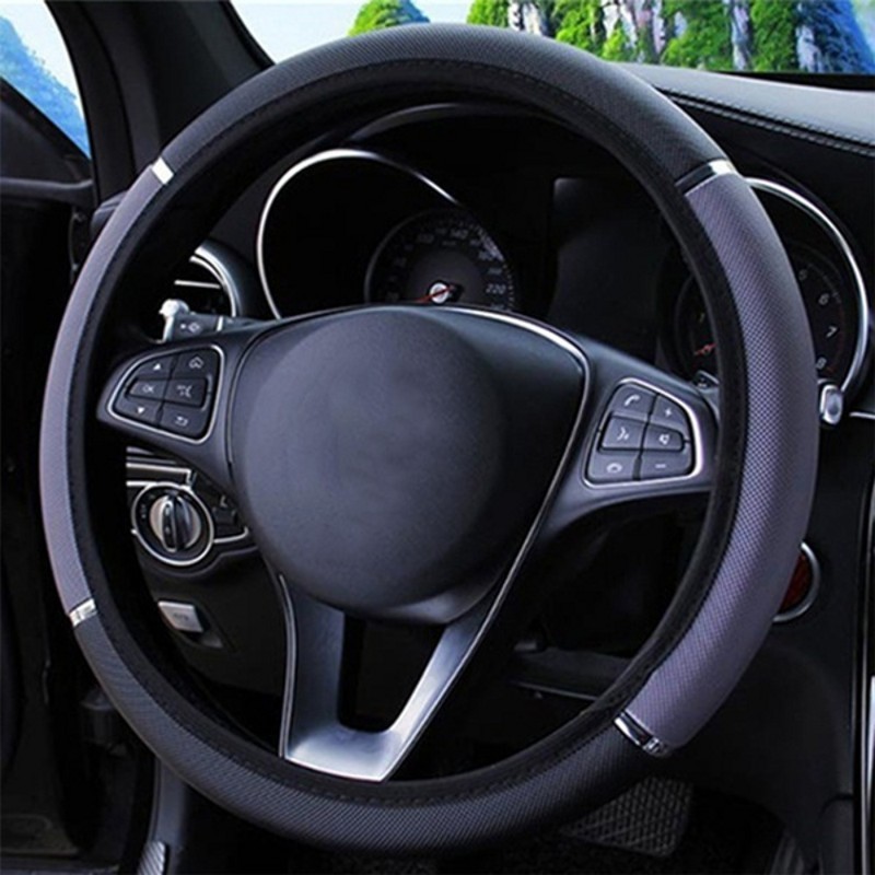 Car Steering Wheel Cover Without Inner Ring Elastic Band Leather Artificial Covers DIY Texture Soft Auto Interior Accessories