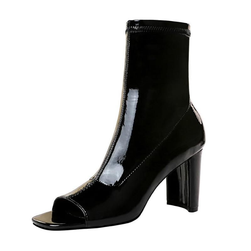 Meriahzheng 2020 Fashion High Heel Bright Surface Patent Leather Cutout Fish Mouth Shoes Sexy Nightclub Short Boots DS-8530-2, Black
Meriahzheng 2020 Fashion High Heel Bright Surface Patent Leather Cutout Fish Mouth Shoes Sexy Nightclub Short Boots DS-8530-2, Black