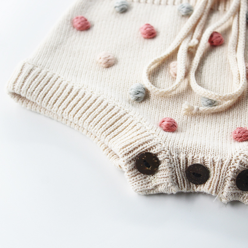 Knitted Clothes Newborn Rompers Handmade Pompom Girl Romper 100% Cotton Infant Baby Boys Jumpsuit Overalls 201023