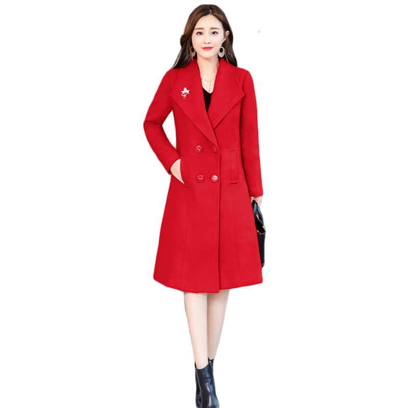 2021 New Women's red woman's coat M-4XL plus size New winter lean Korean fashion at knee height wool coats, Black classic
2021 New Women's red woman's coat M-4XL plus size New winter lean Korean fashion at knee height wool coats, Black classic