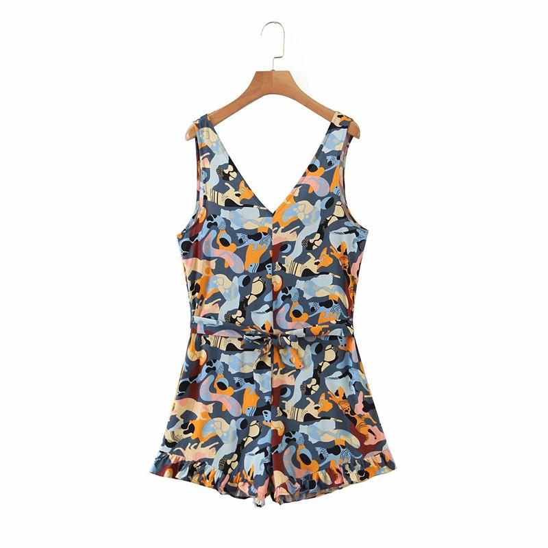 Fashion Beach Style Floral Print Summer Sleeveless Playsuits With Belt Women Stylish Cat Print Short Jumpsuits Femme, Blue
Fashion Beach Style Floral Print Summer Sleeveless Playsuits With Belt Women Stylish Cat Print Short Jumpsuits Femme, Blue