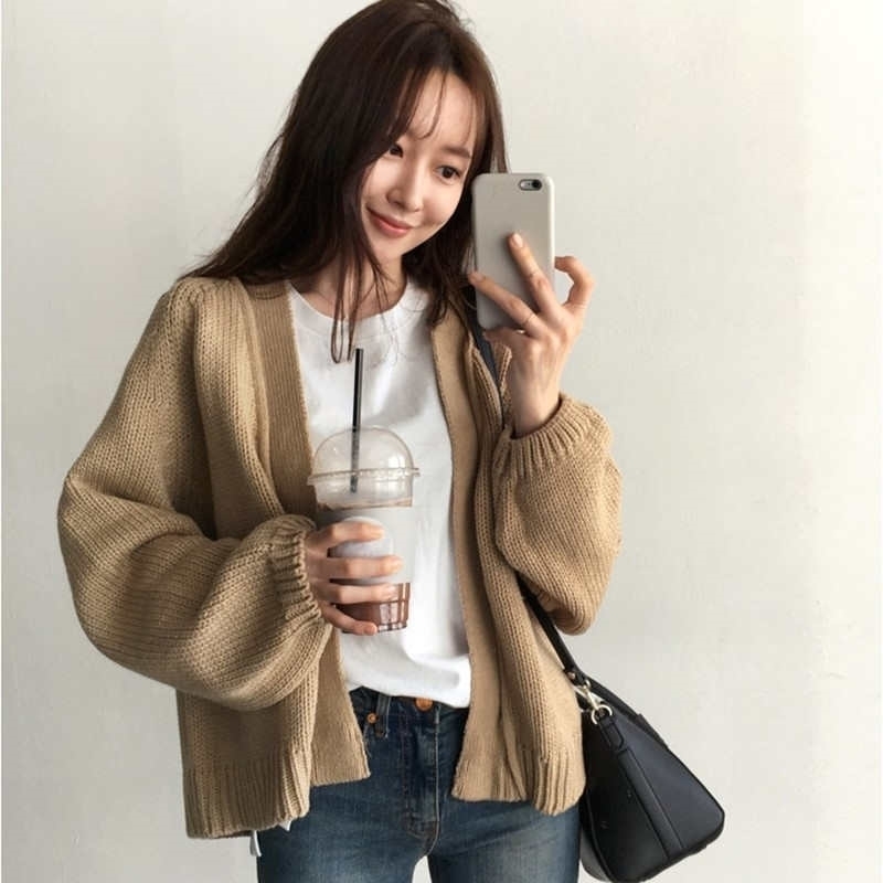 Neploe Sweater Cardigan Women's New Korean Loose Sweater Women Coat Solid Knitting Outwear Female Casual Open Stitch 36530 201023