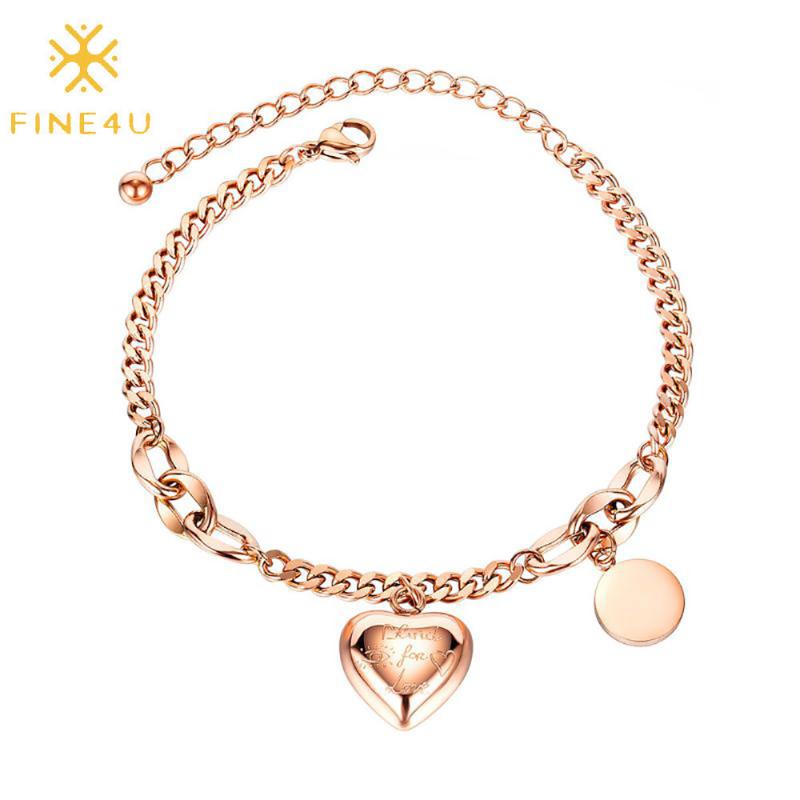 FINE4U B493 Rose Gold Color Initial Bracelets Stainless Steel Heart Coin Disc Charm Bracelet for Valentine's Day Gifts
FINE4U B493 Rose Gold Color Initial Bracelets Stainless Steel Heart Coin Disc Charm Bracelet for Valentine's Day Gifts