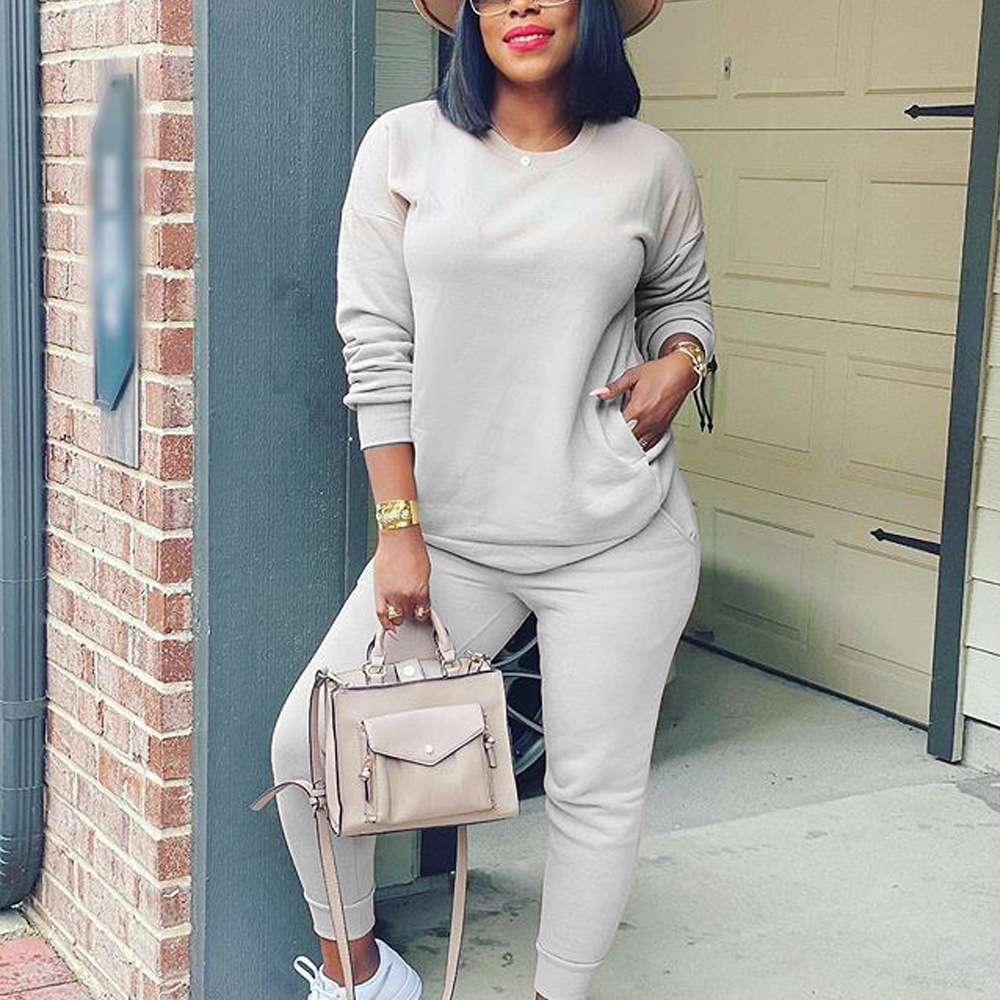 Women Designers Clothes 2023 tracksuits Listing Autumn And Winter Leisure Suit Fashion Women's Pure Color Cotton Sweater Long Sleeve Two Piece Se