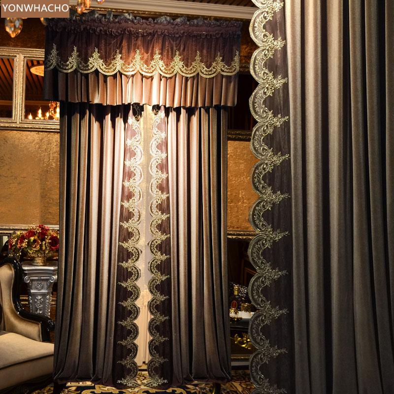 Custom curtains villa golden brown lace side European neo-classical simple cloth blackout curtain valance tulle panel B596, As pic
Custom curtains villa golden brown lace side European neo-classical simple cloth blackout curtain valance tulle panel B596, As pic