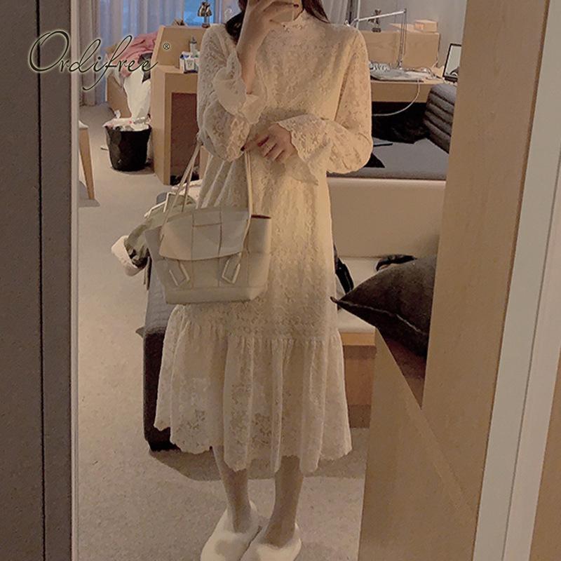 Ordifree 2021 Summer Autumn Women White Lace Party Dress Long Sleeve Loose Embroidery Long Dress, Beige
Ordifree 2021 Summer Autumn Women White Lace Party Dress Long Sleeve Loose Embroidery Long Dress, Beige