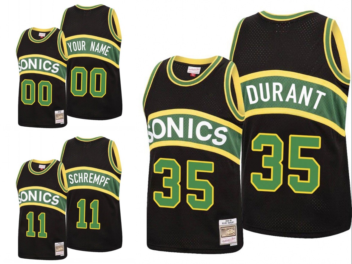 Seattle SuperSonics Men Kevin Durant Detlef Schrempf Reload Classic Custom Black Jersey
Seattle SuperSonics Men Kevin Durant Detlef Schrempf Reload Classic Custom Black Jersey
