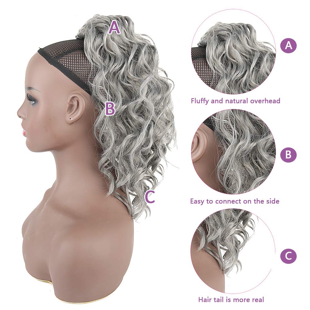 Body Wave salt and pepper silver grey human hair ponytail gray pony tail 140g clip ins human hair ponytais hairpieces