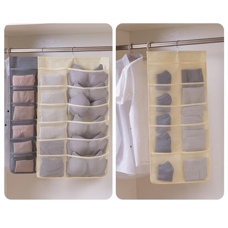 Double-Side Hanging Underwear Organizer Hanging Underpants Bra Socks Storage Bag TB Sale, Gray f 
Double-Side Hanging Underwear Organizer Hanging Underpants Bra Socks Storage Bag TB Sale, Gray f