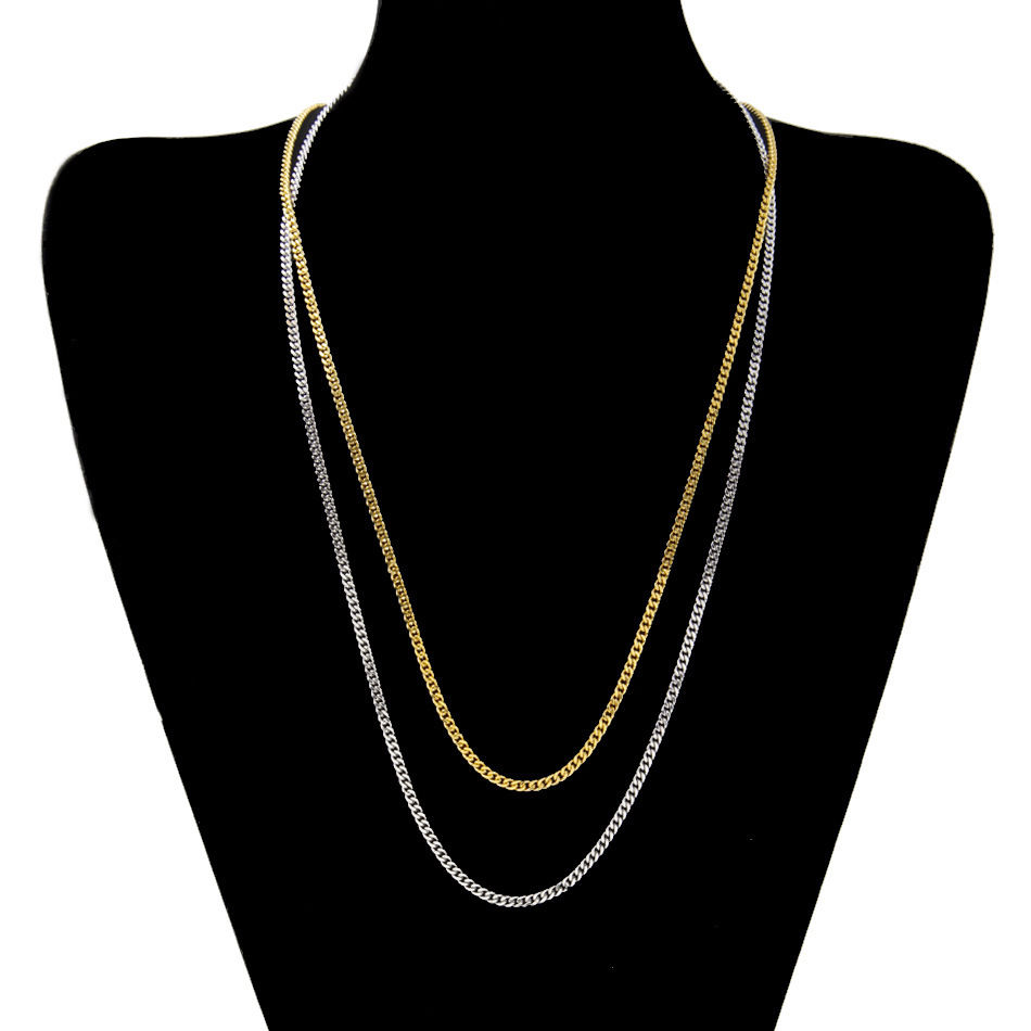 3mm 5mm Sier Cuban Link Chain Necklaces Men Women Gold Plated Hip Hop Necklace Fashion Jewelry