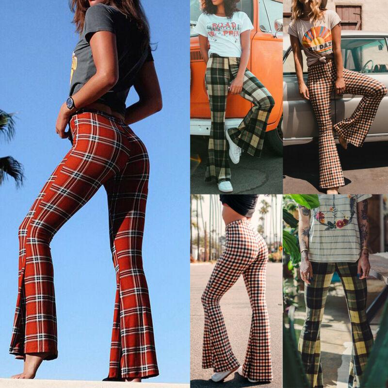 Women Vintage Plaid Print Stretch Flare Wide Leg Yoga Pants Bell-Bottom Trousers, Brown
Women Vintage Plaid Print Stretch Flare Wide Leg Yoga Pants Bell-Bottom Trousers, Brown