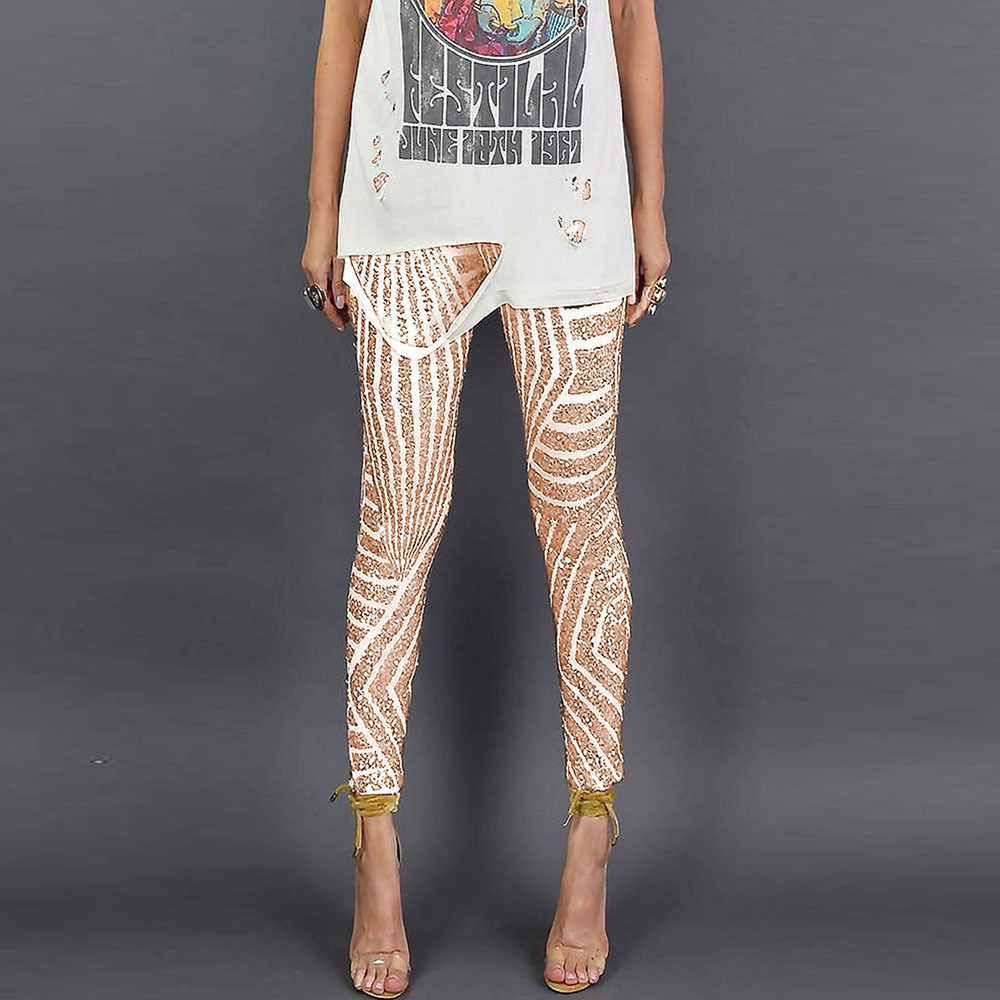 SEBOWEL Casual High Waist Sheer Mesh Sequined Pencil Pants for Woman Female Sparkling Flim Fit Black/Apricot Pants Size S-XL T200606