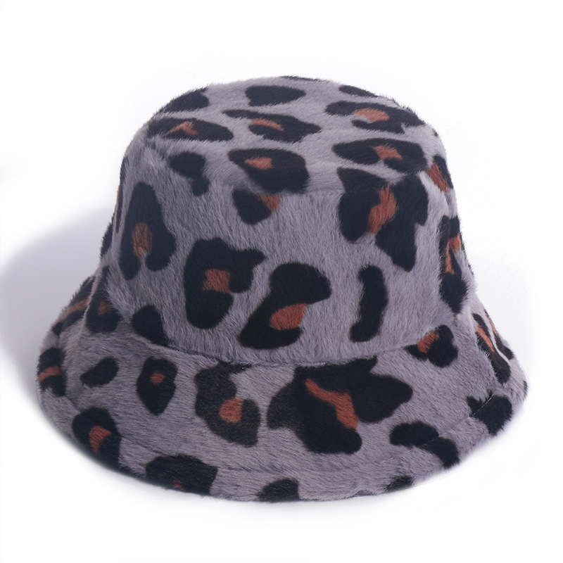 Women's winter rabbit fur bucket hat ladies classic leopard Basin cap Laday Outdoor sports fisherman hats men street Panama