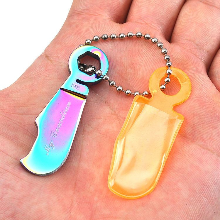 Creative Stainless Steel Multi-Function Tool Knife Key Rings Protable Carton Box Opener Keychain My Guardian Outdoor Keys Holder Nice Gift