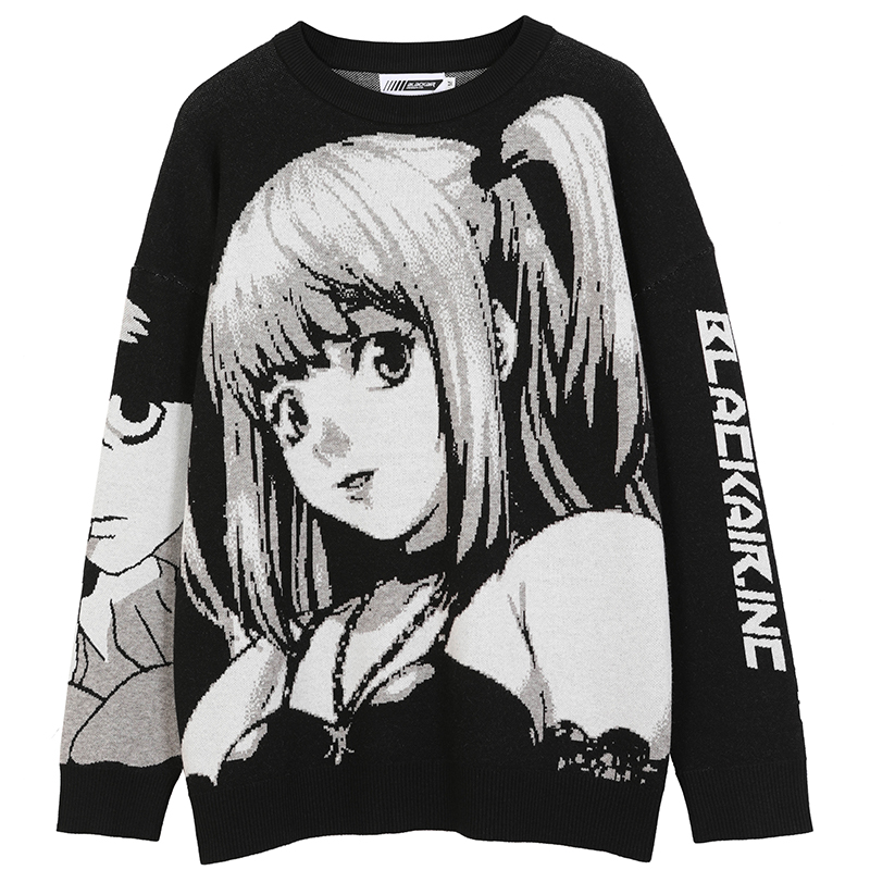 Harajuku Sweater Men Anime Pattern Streetwear Knitted Sweaters Men Hip Hop Vintage Japanese Style Casual Sweater for Women Man, Black
Harajuku Sweater Men Anime Pattern Streetwear Knitted Sweaters Men Hip Hop Vintage Japanese Style Casual Sweater for Women Man, Black