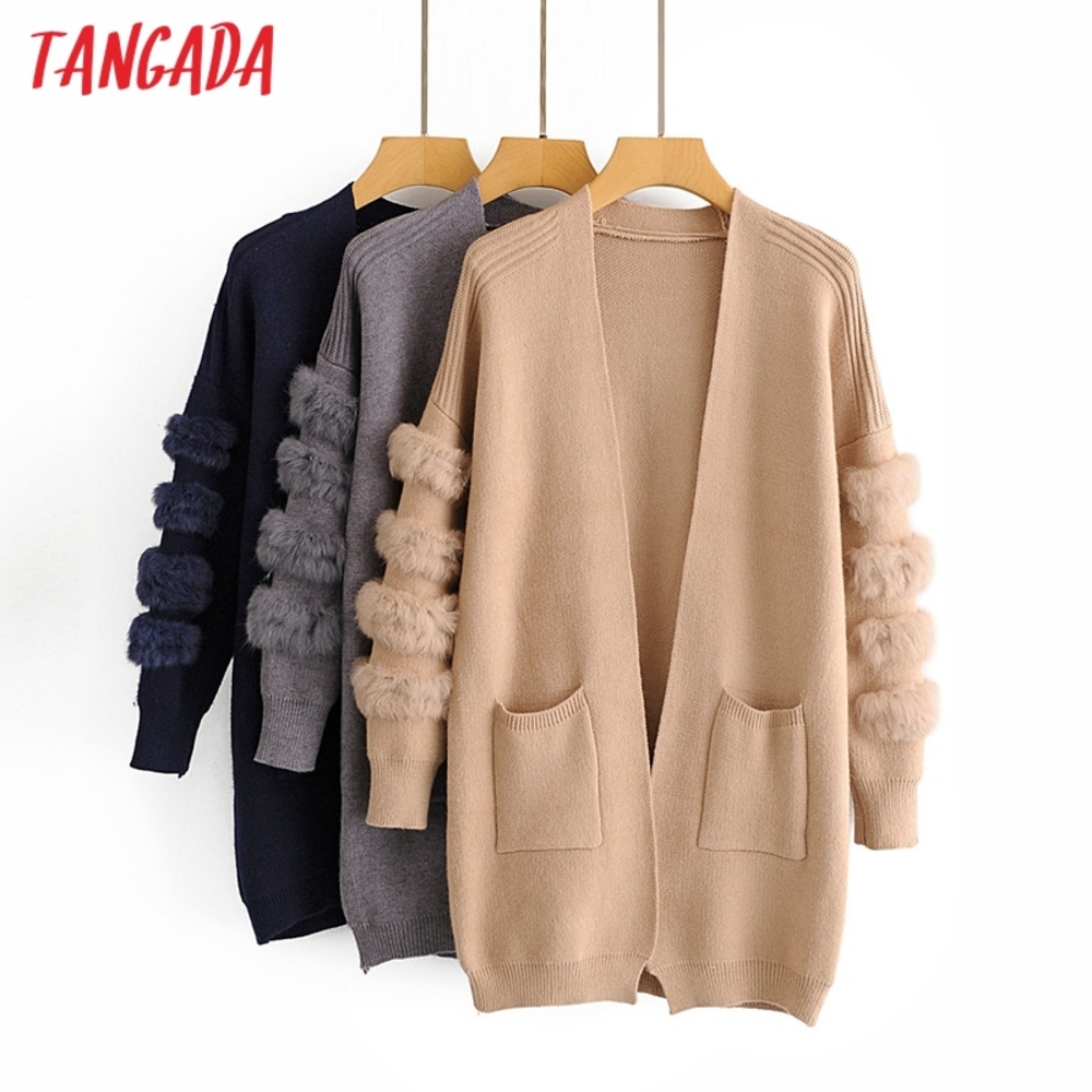 Tangada women elegant fur patchwork sleeve long vintage jumper lady fashion oversized knitted cardigan coat 3A51, Tan;black
Tangada women elegant fur patchwork sleeve long vintage jumper lady fashion oversized knitted cardigan coat 3A51, Tan;black