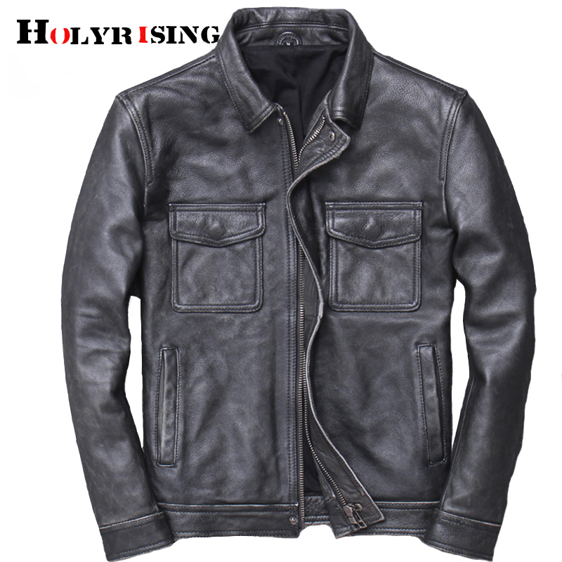 Men Cowhide leather veste cuir homme mens 100% genuine leather jackets biker vintage quality coat blouson cuir homme 19023 201128
