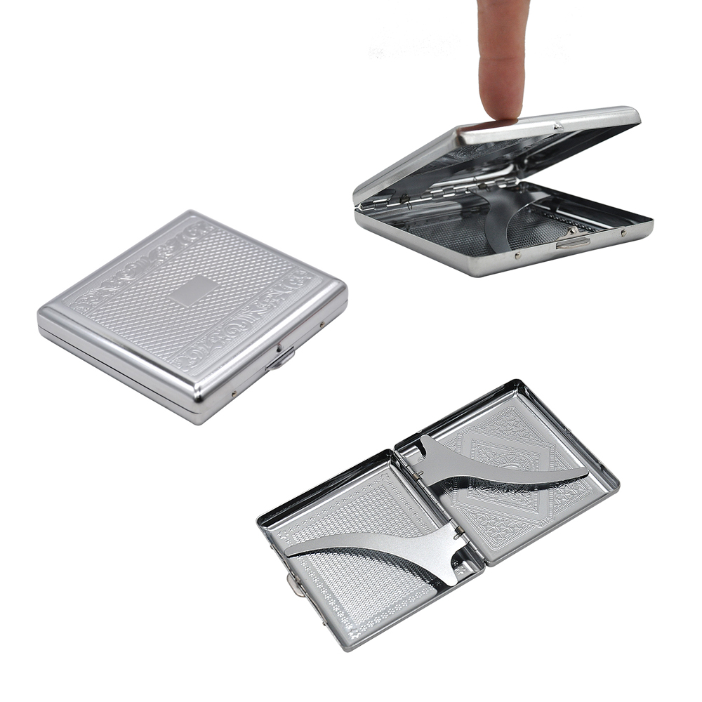 COURNOT Metal Big Size Siver Cigarette Case (91x88MM) Holding 20 Regular Size Cigarettes (85mm*8mm) Tobacco Case Box With 2 Clips
COURNOT Metal Big Size Siver Cigarette Case (91x88MM) Holding 20 Regular Size Cigarettes (85mm*8mm) Tobacco Case Box With 2 Clips