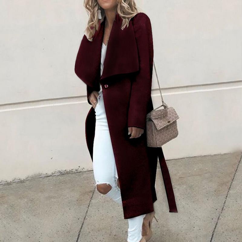 Autumn Fashion Women Wool Blend Long Trench Coat Plus Size Wool Coats Outerwear 2020 Office Ladies Long Over