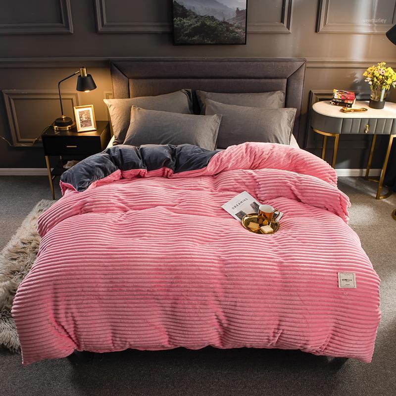 43 Thick Coral Velvet Solid Stripe Bedding Set Winter Warm Flannel Duvet Cover Bed Fitted Sheet Pillowcases Single product1, Sjrp13
43 Thick Coral Velvet Solid Stripe Bedding Set Winter Warm Flannel Duvet Cover Bed Fitted Sheet Pillowcases Single product1, Sjrp13