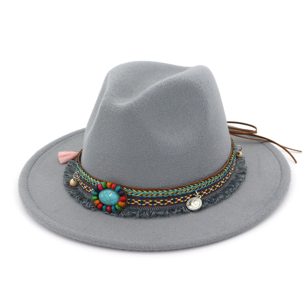 Ethnic Style Band Decoration Felt Jazz Hat Fedora Panama Flat Brim Formal Hats Oktoberfest Fedoras Trilby Chapeau
Ethnic Style Band Decoration Felt Jazz Hat Fedora Panama Flat Brim Formal Hats Oktoberfest Fedoras Trilby Chapeau