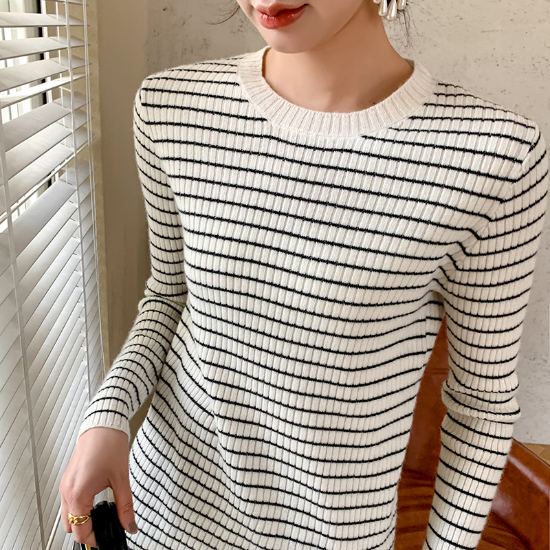 2021 High quality Fashion New Striped Female 100% Pure Knitted Sweater Oneck Woman Jumpers 67FC, Black
2021 High quality Fashion New Striped Female 100% Pure Knitted Sweater Oneck Woman Jumpers 67FC, Black