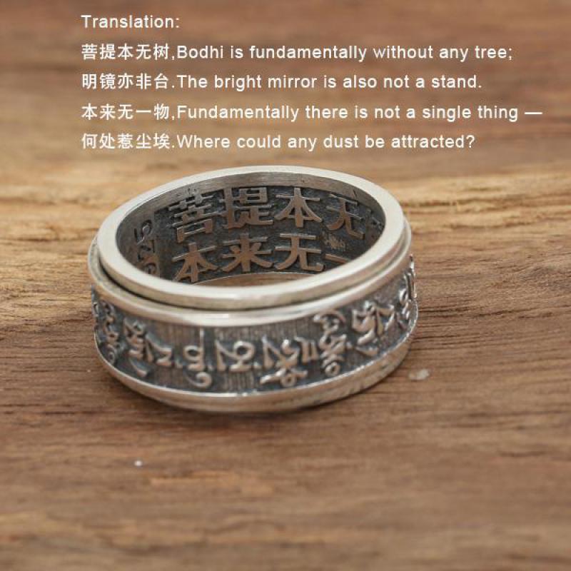 Real 925 Sterling Silver Vintage Rings For Men Rotatable Tibetan Six Words Mantra Rings Om Mani Padme Hum Buddhist Jewelry 201110