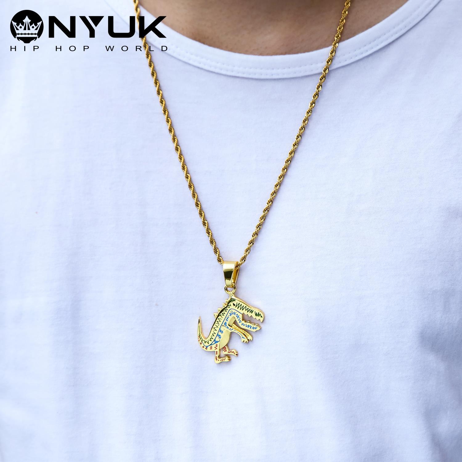 Dinosaur Necklace hiphop Gold Silver Color Pendant Fashion Punk Gothic Jewelry Men Women Wholesale Golden Jewelry Dropshipping