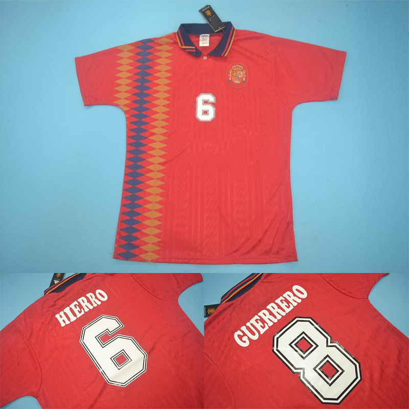Spain 1994 home Retro soccer jersey CUERRERO HIERRI high quality classics Football jersey
Spain 1994 home Retro soccer jersey CUERRERO HIERRI high quality classics Football jersey