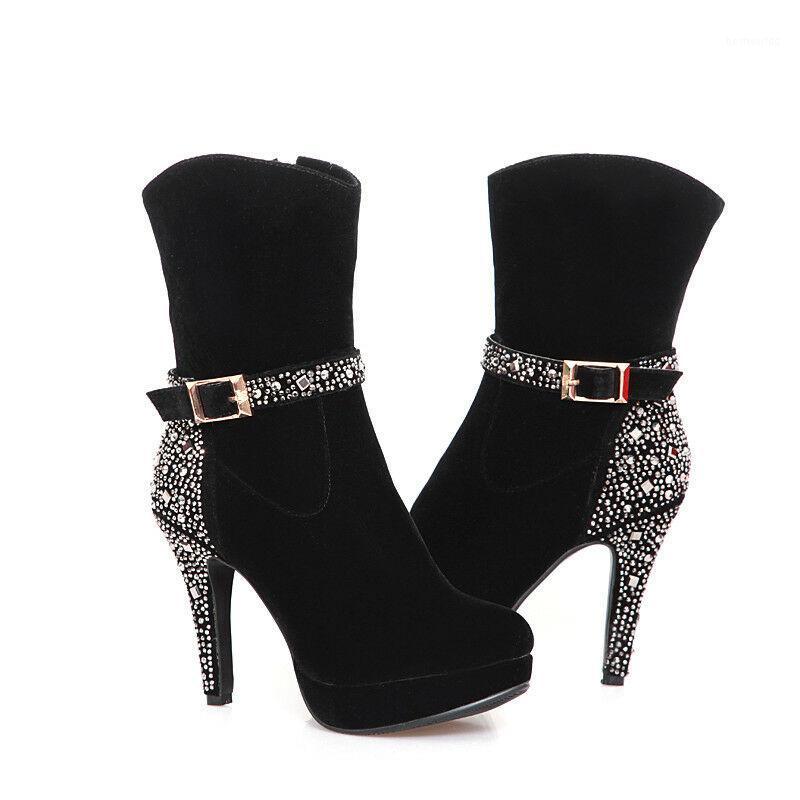 New Women Stiletto High Heel Ankle Boots Rhinestone Platform Buckle Shoes Party1, Black
New Women Stiletto High Heel Ankle Boots Rhinestone Platform Buckle Shoes Party1, Black