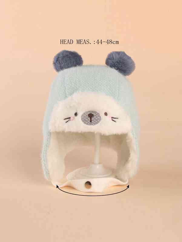 Baby Pom Decor Cartoon Embroidered Hat SHE02